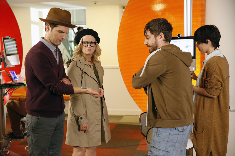 Still of Adam Scott, Amy Poehler and Jorma Taccone in Parks and Recreation (2009)