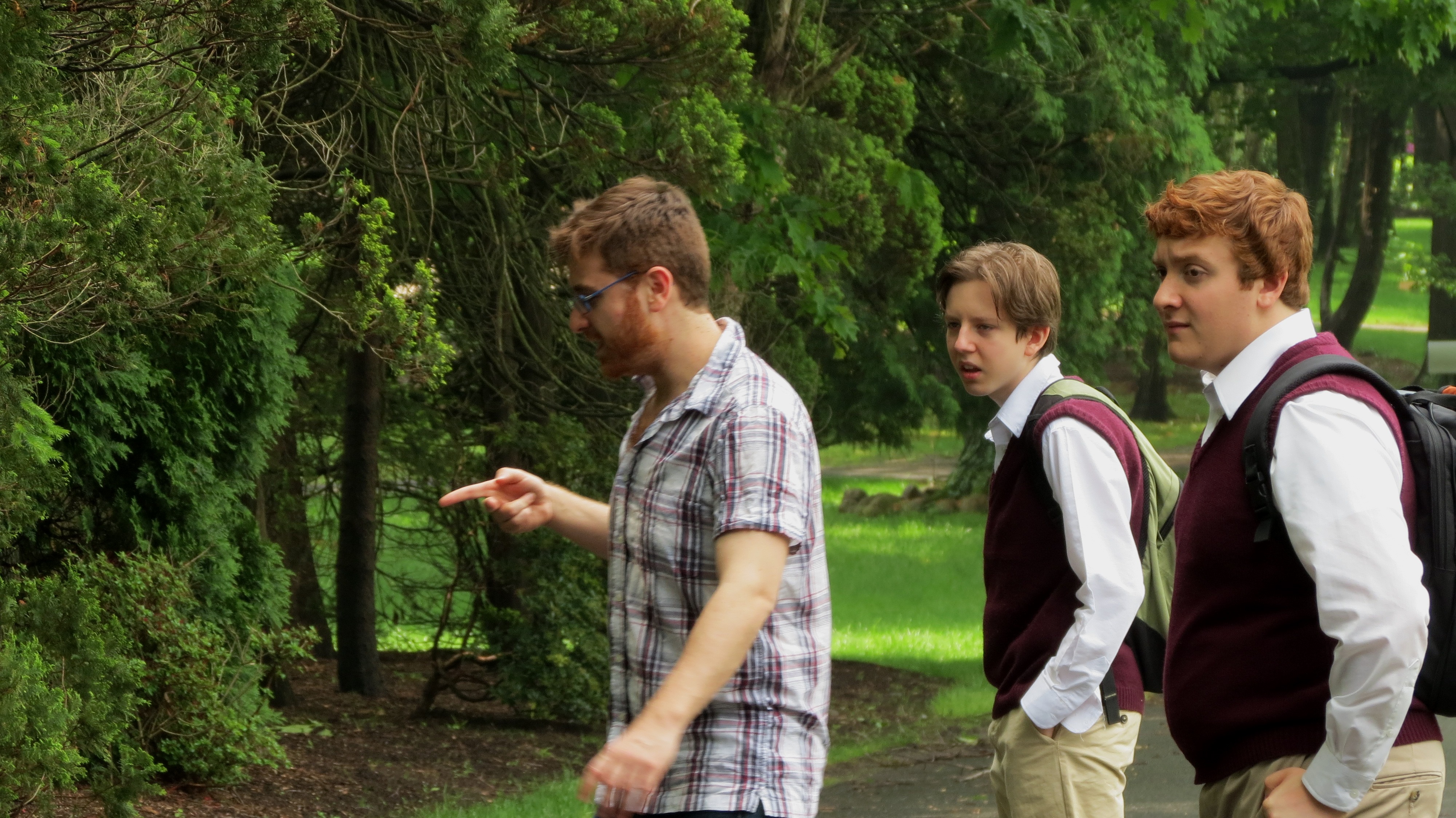 Logan Riley Bruner with director Fabio Montanari on the set of 