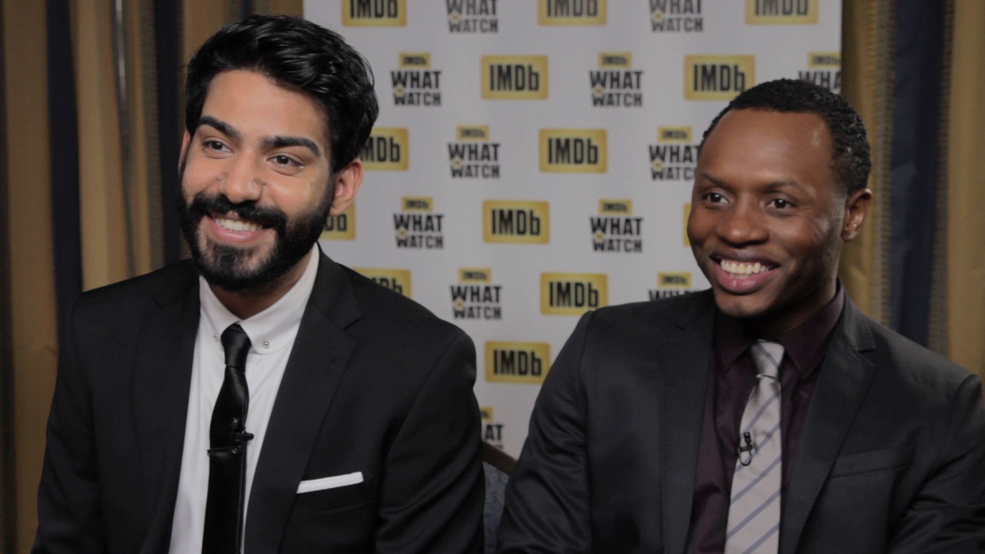 Still of Malcolm Goodwin and Rahul Kohli in IMDb: What to Watch (2013)