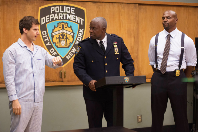 Still of Andre Braugher, Terry Crews and Andy Samberg in Brooklyn Nine-Nine (2013)