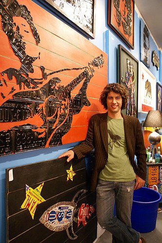 Foster poses at the opening of his art gallery, 2008