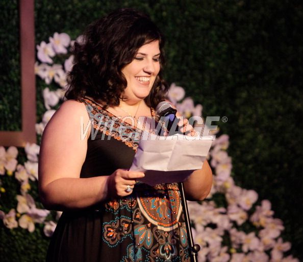 Rakefet presenting the 2012 Point of Courage award to Laura Slade Wiggins for her role in Shameless.