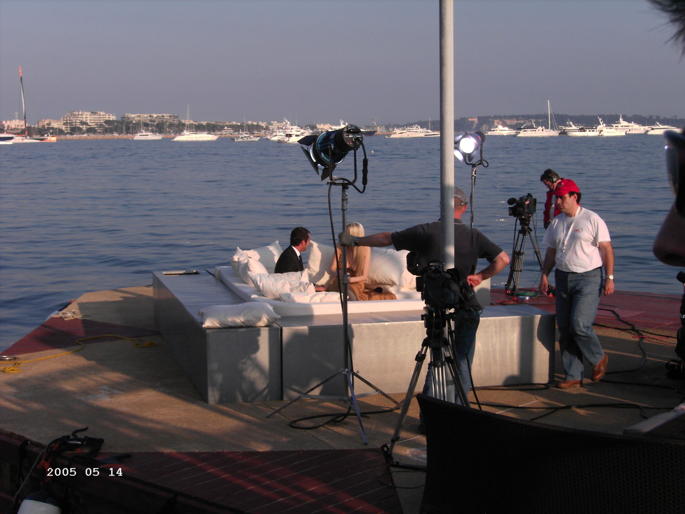 TV interview close to the Croisette in Cannes, France