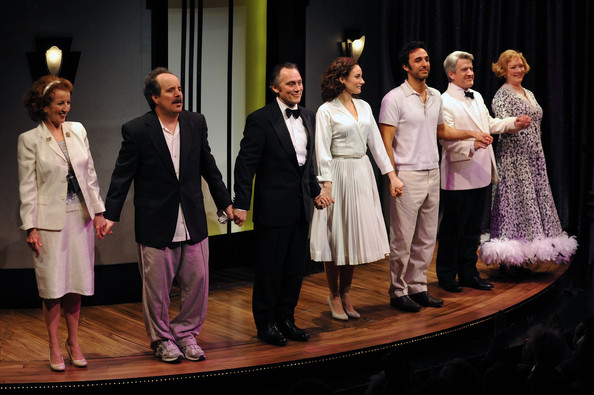 Audrie Neenan, John Pankow, David Aaron, Laura Benanti, Amir Arison, Richard Poe and Kristine Nielsen at the Public Theater's opening night of Why Torture Is Wrong, And The People Who Love Them