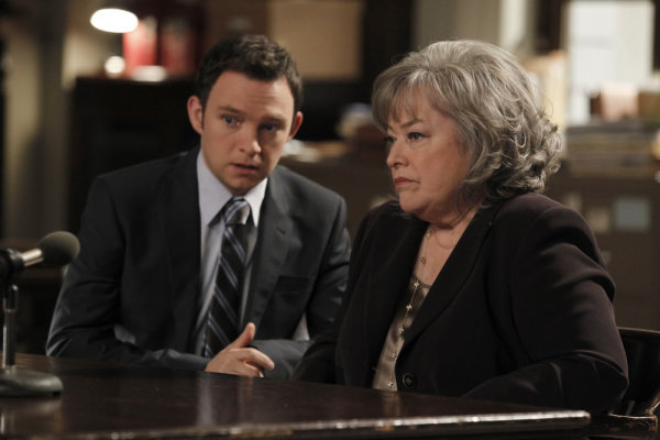 Still of Kathy Bates and Nate Corddry in Harry's Law (2011)