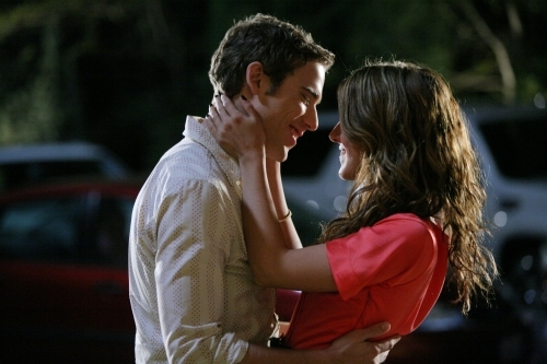 Still of Shenae Grimes-Beech and Dustin Milligan in 90210 (2008)