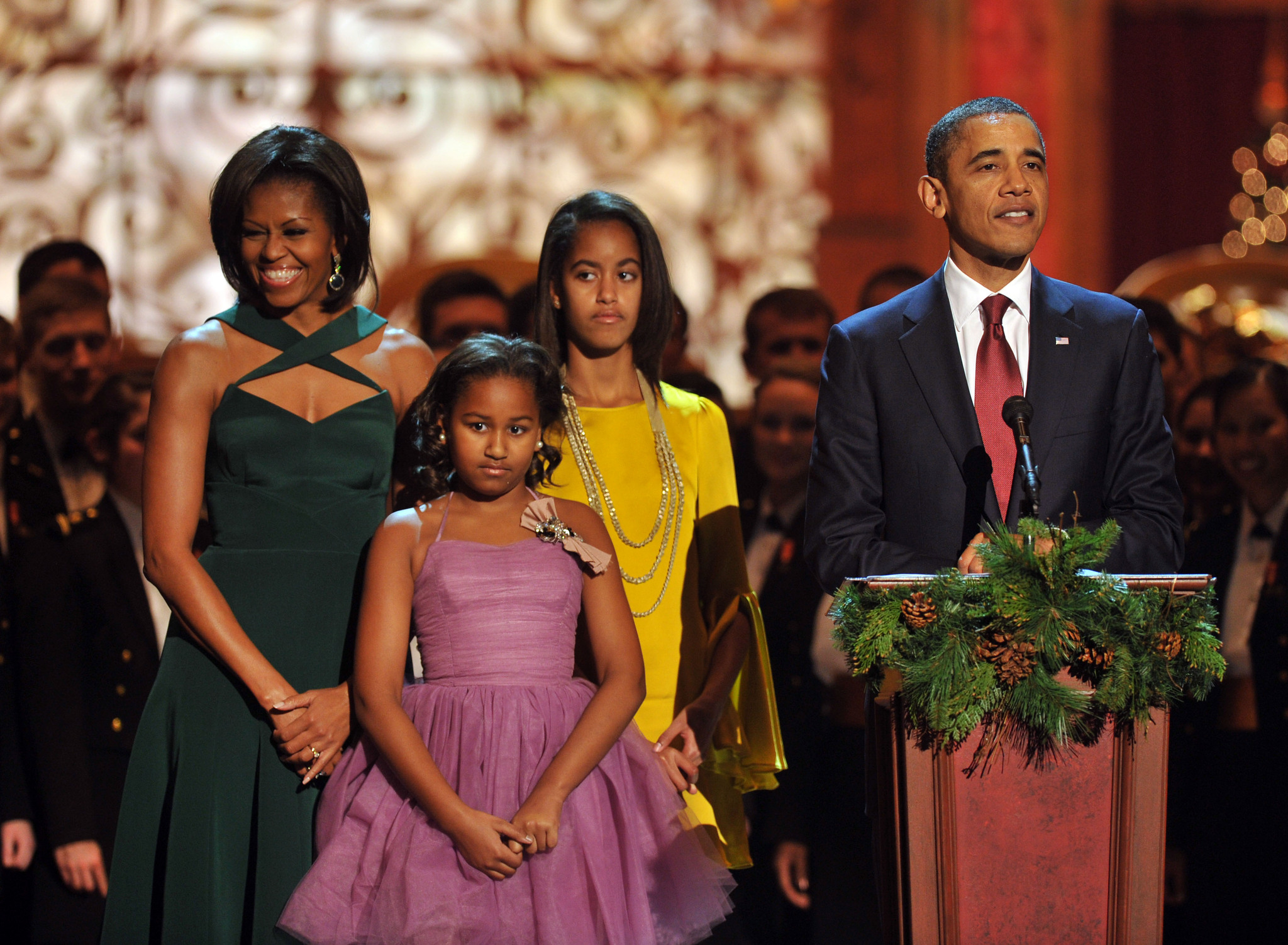 Barack Obama, Michelle Obama, Malia Obama and Sasha Obama