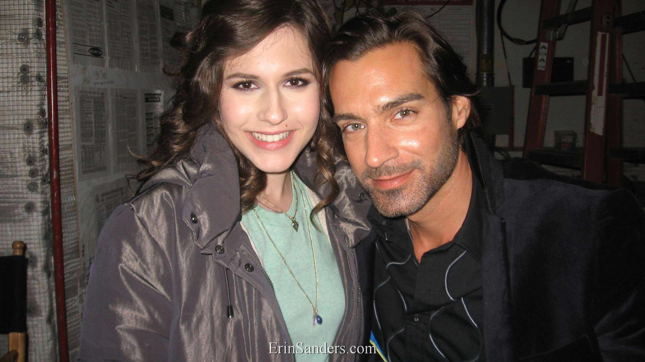 Joe Souza with Erin Sanders behind the scenes of 