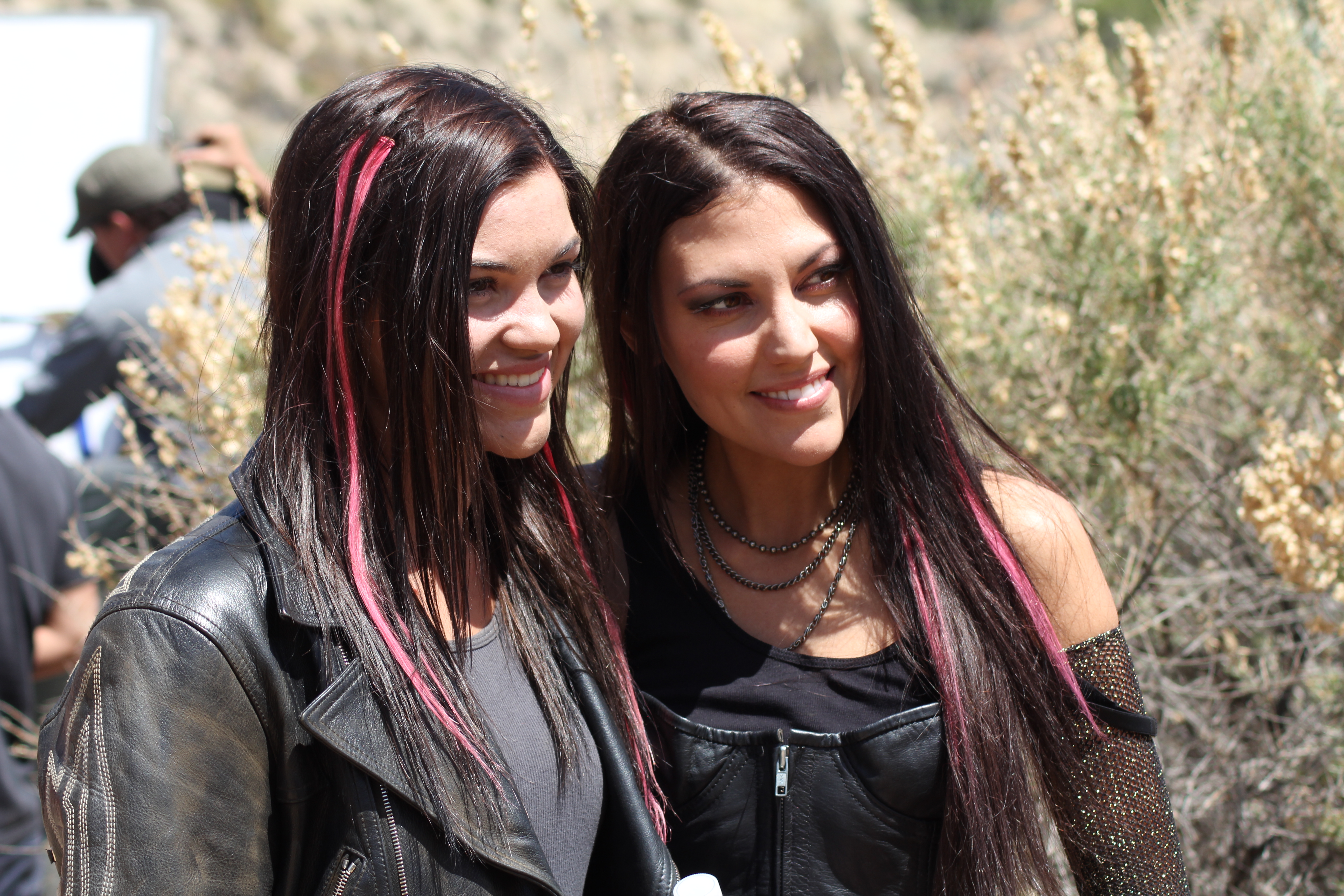 Andrea with her stunt double Rachel Perlin on Revelation Road 2