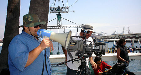 Director Adrian Vallarino with Cinematographer Adrian Tonfi and Audio Ing.s Javier Guerrero and Ricardo Sasso