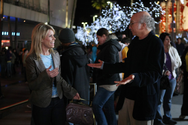 Still of Larry David and Cheryl Hines in Curb Your Enthusiasm (1999)