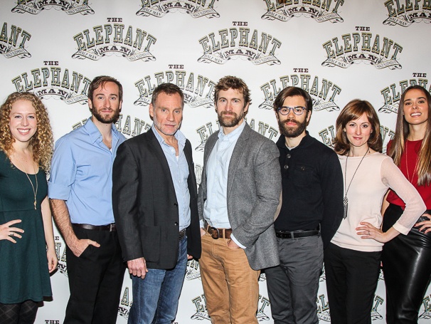 Lucas Calhoun (center) with the ensemble cast of The Elephant Man on Broadway.
