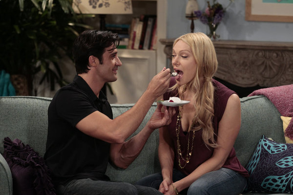 Still of Laura Prepon and Gilles Marini in Are You There, Chelsea? (2012)