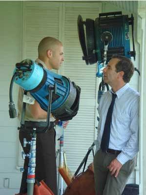 Ryan Rutledge with Robson Green on the set of Wire in the Blood: Prayer to the Bone. August 2007
