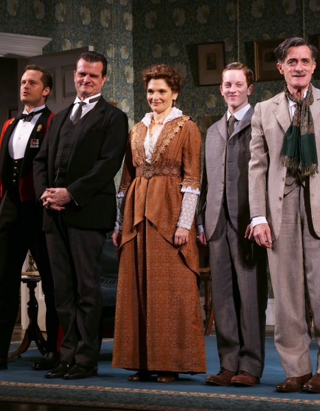 Curtain Call for The Winslow Boy. Chandler Williams, Michael Cumpsty, Mary Elizabeth Mastrantonio, Spencer Davis Milford and Roger Rees.