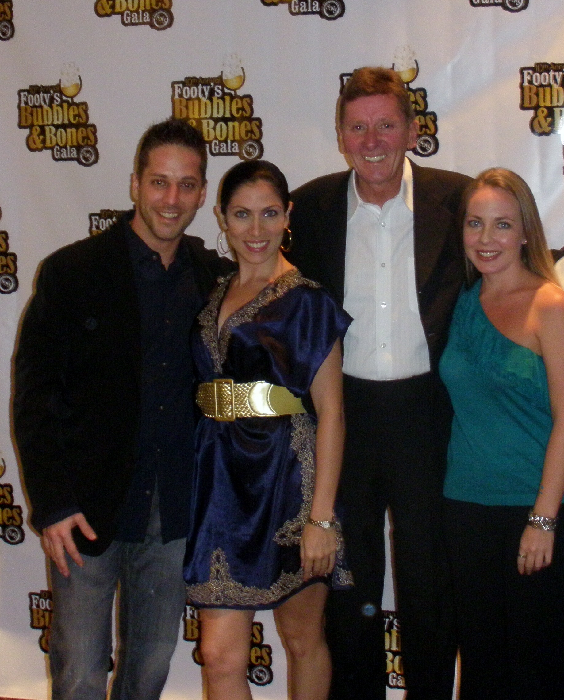 Footys Bubbles & Bones Gala, 2010 with Scott Burney, Jorie Burgos, sports reporter John 