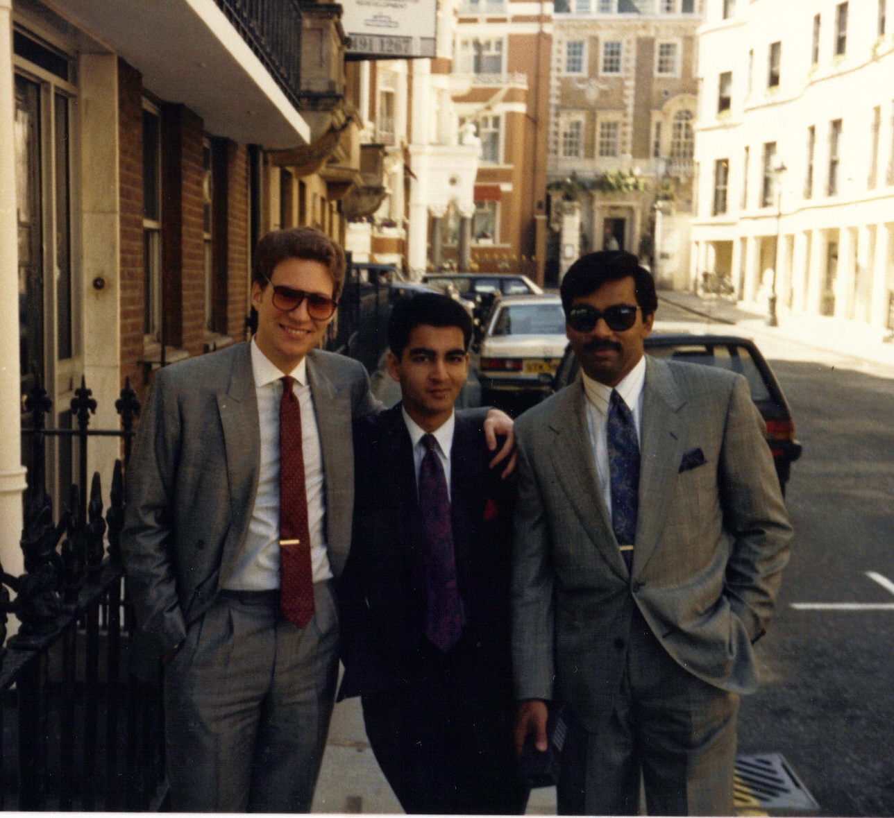 L-R; Tom Kaplan, Junaid Islam, and Timothy Hollywood Khan. Park Place after the conclusion of Merchant Ivory Agreement.