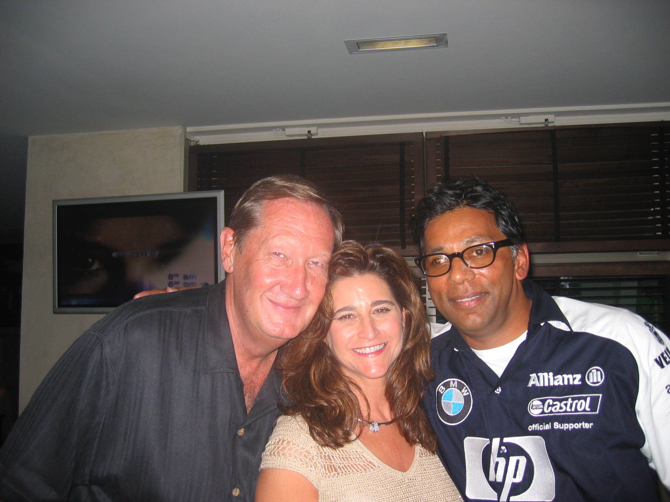 Timothy Hollywood Khan with Peter Crooke in Monaco after the win by Juan Pablo Montoya at Monaco Grand Prix