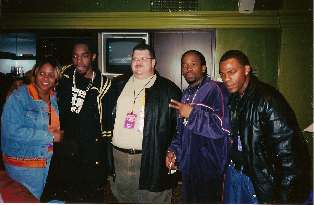 Sassy C. (Michelle Franklin) from J. J. Fad Bubba Da Skitso (Center) with Outkast Andre 3000 (Andre Benjamin) and Big Boi (Antwan Patton) and Radio Personality Sunny D. (Marvin Dunlap)