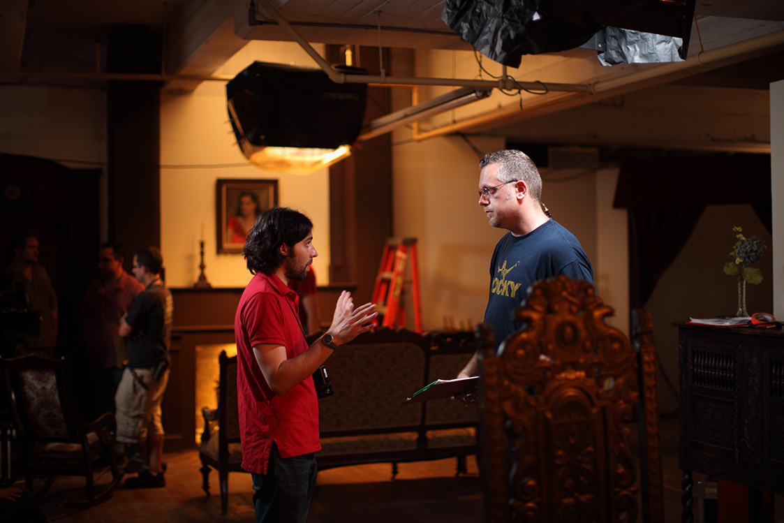 Peter Paul Basler and Miguel Muller on the sound stage for YOLANDA