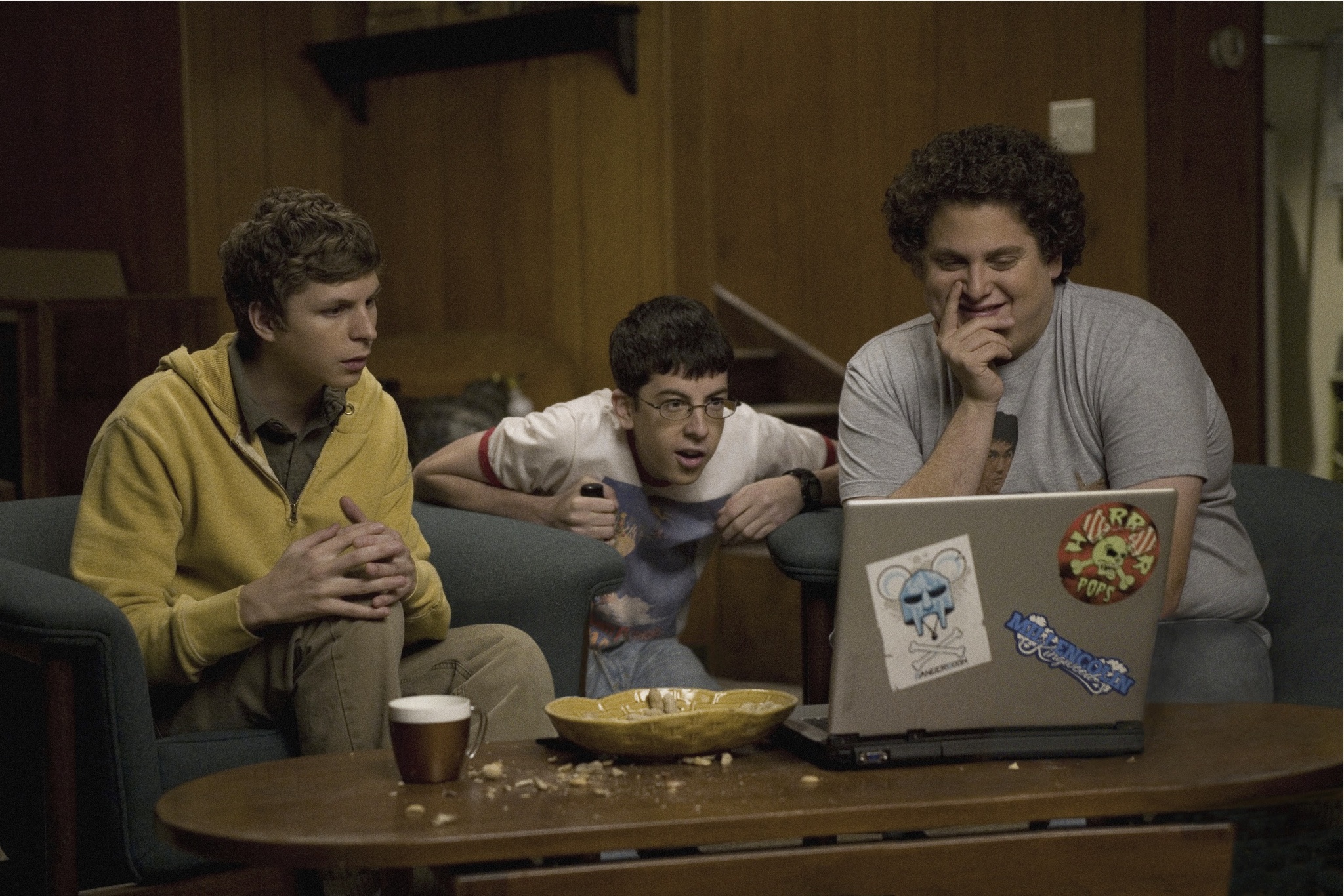 Still of Michael Cera, Jonah Hill and Christopher Mintz-Plasse in Superbad (2007)