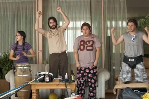 Still of Seth Rogen, Martin Starr and Jonah Hill in Knocked Up (2007)