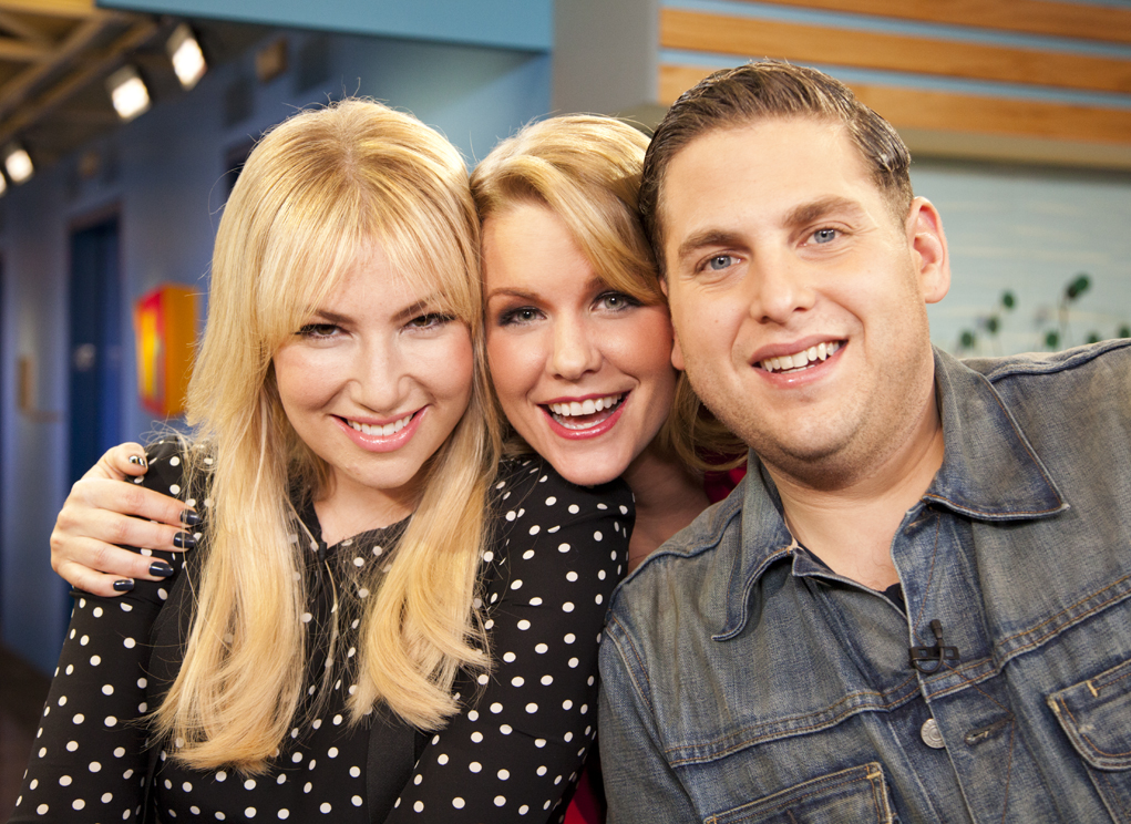 Carrie Keagan with Jonah Hill and Ari Graynor on VH1's Big Morning Buzz Live with Carrie Keagan