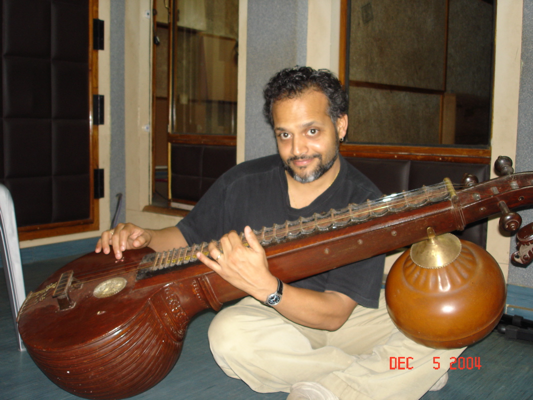 Playing Veena in a recording studio in Trivandrum for 