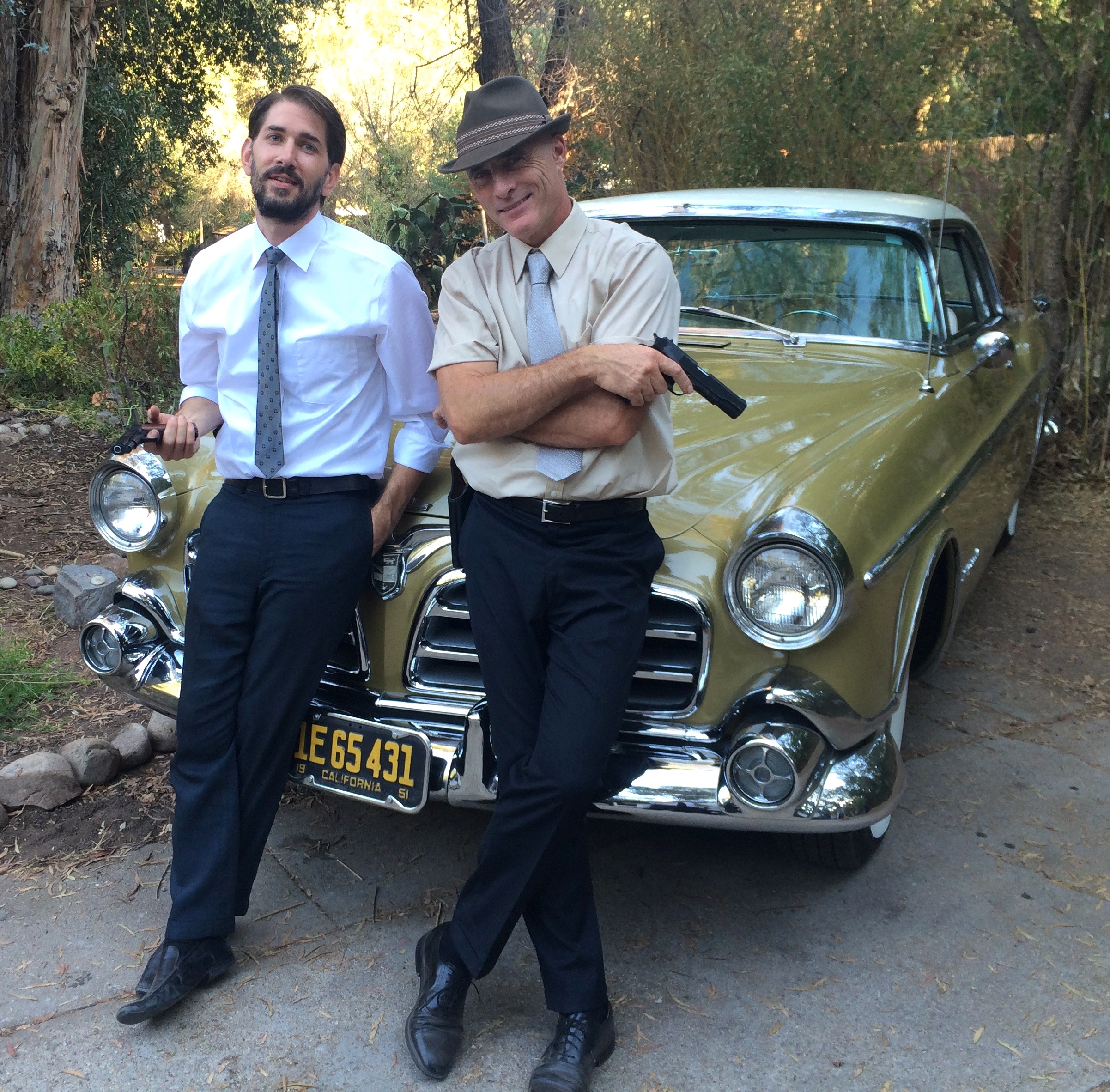 Ryan Harper Gray and Timothy V Murphy on the set of No Way to Live