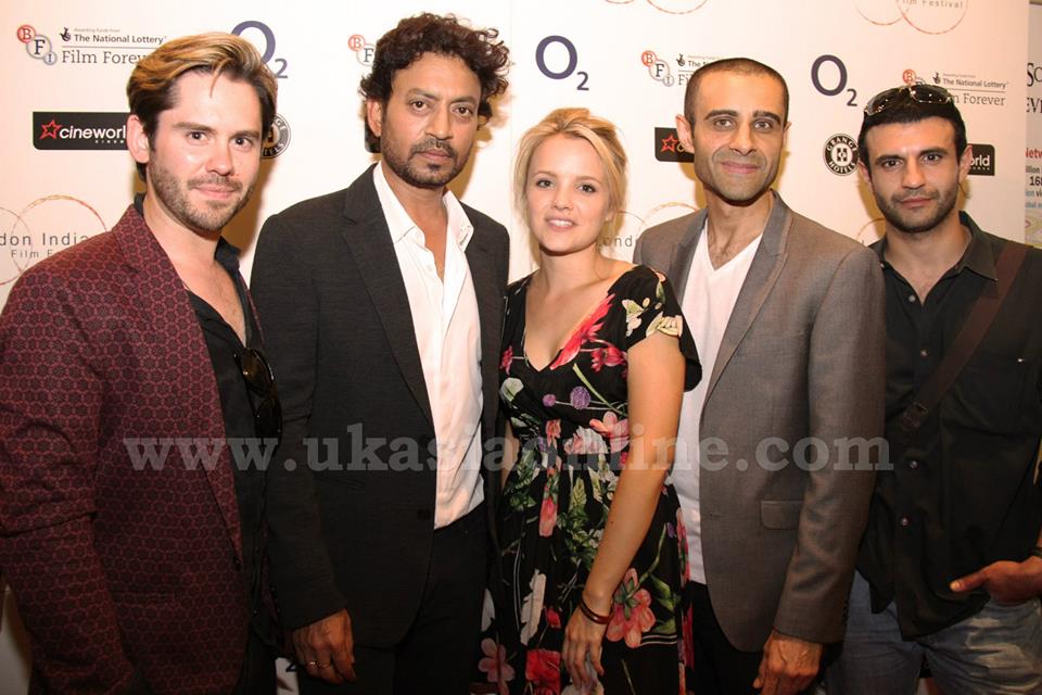 (from L to R) Martin Delaney, Irrfan Khan, Laura Aikman, Rez Kempton and Sam Vincenti at the London Indian Film Festival