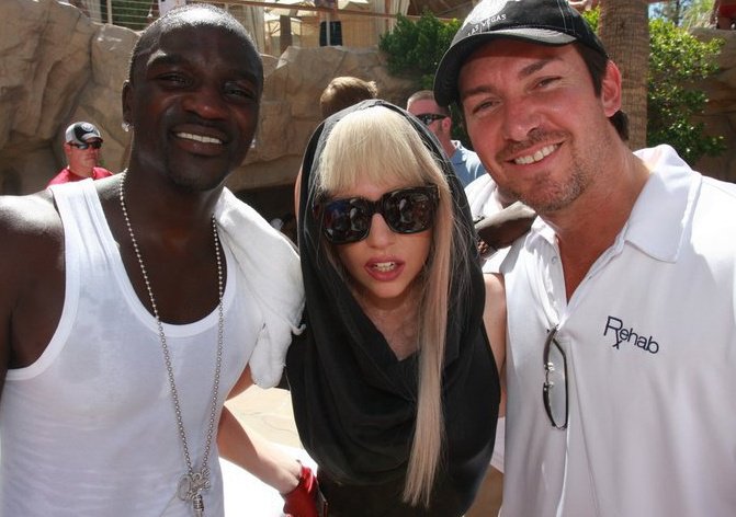 Akon and Lady Gaga with Richard Wilk