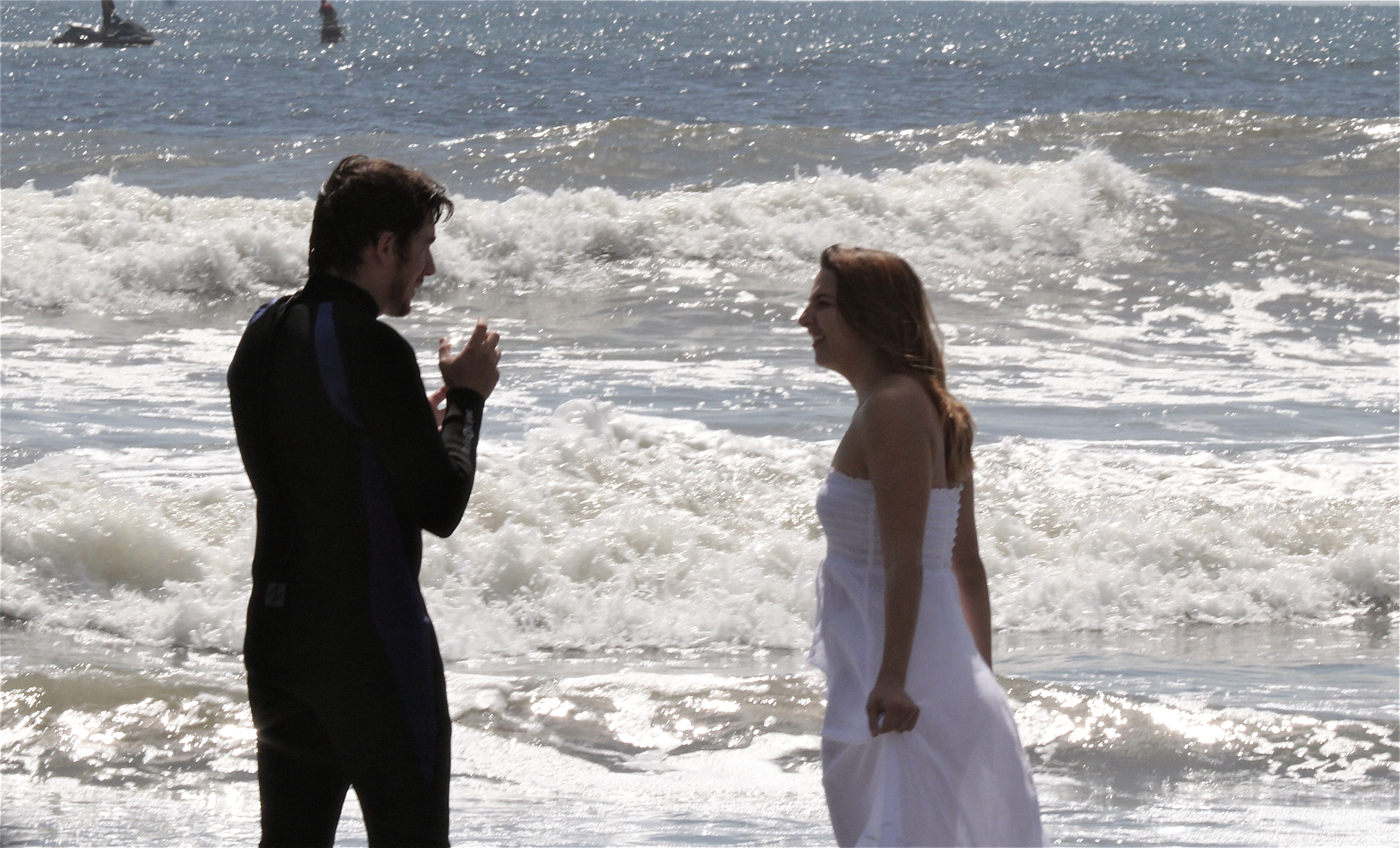 Director Kyle Thompson (left) and Actress Cuba Hatheway (right) on set of SWIM