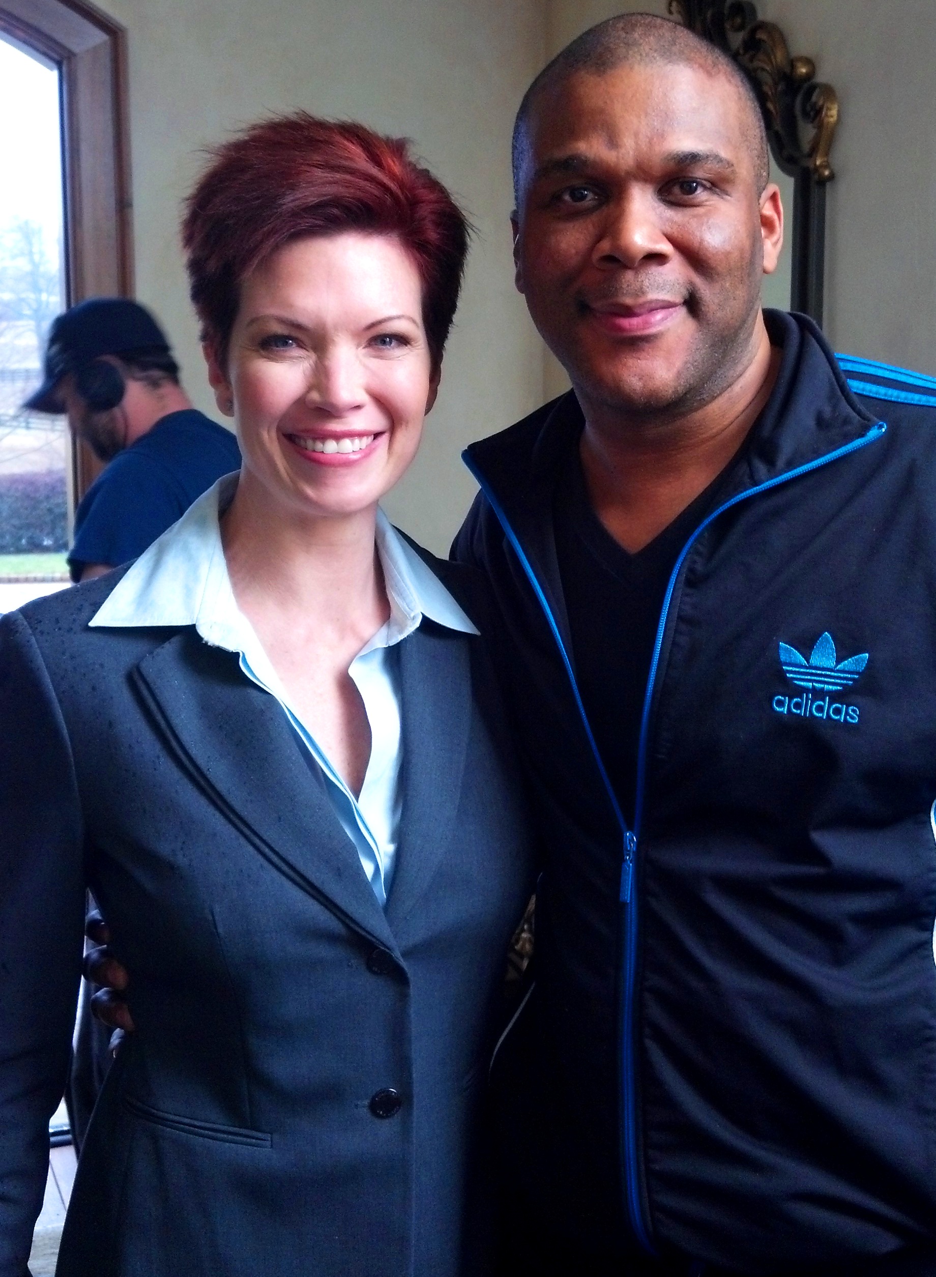 Eaddy Mays, as FBI Agent Thomas, with Mr. Tyler Perry on the set of 