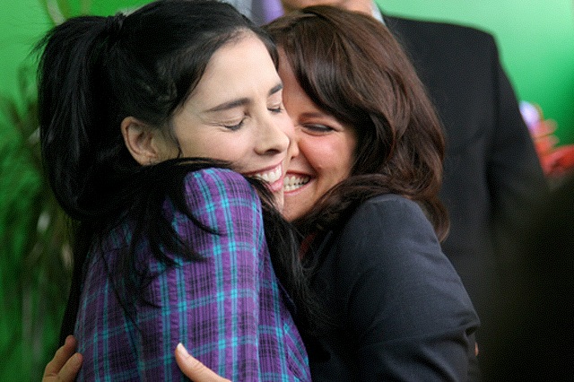 Sarah Silverman, Mia Barron on set of Sarah Silverman Program