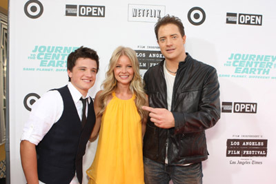 Brendan Fraser, Josh Hutcherson and Anita Briem at event of Journey to the Center of the Earth (2008)