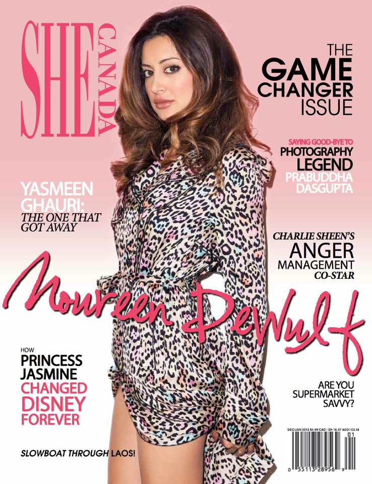 Noureen DeWulf on the February 2013 cover of SHE Magazine