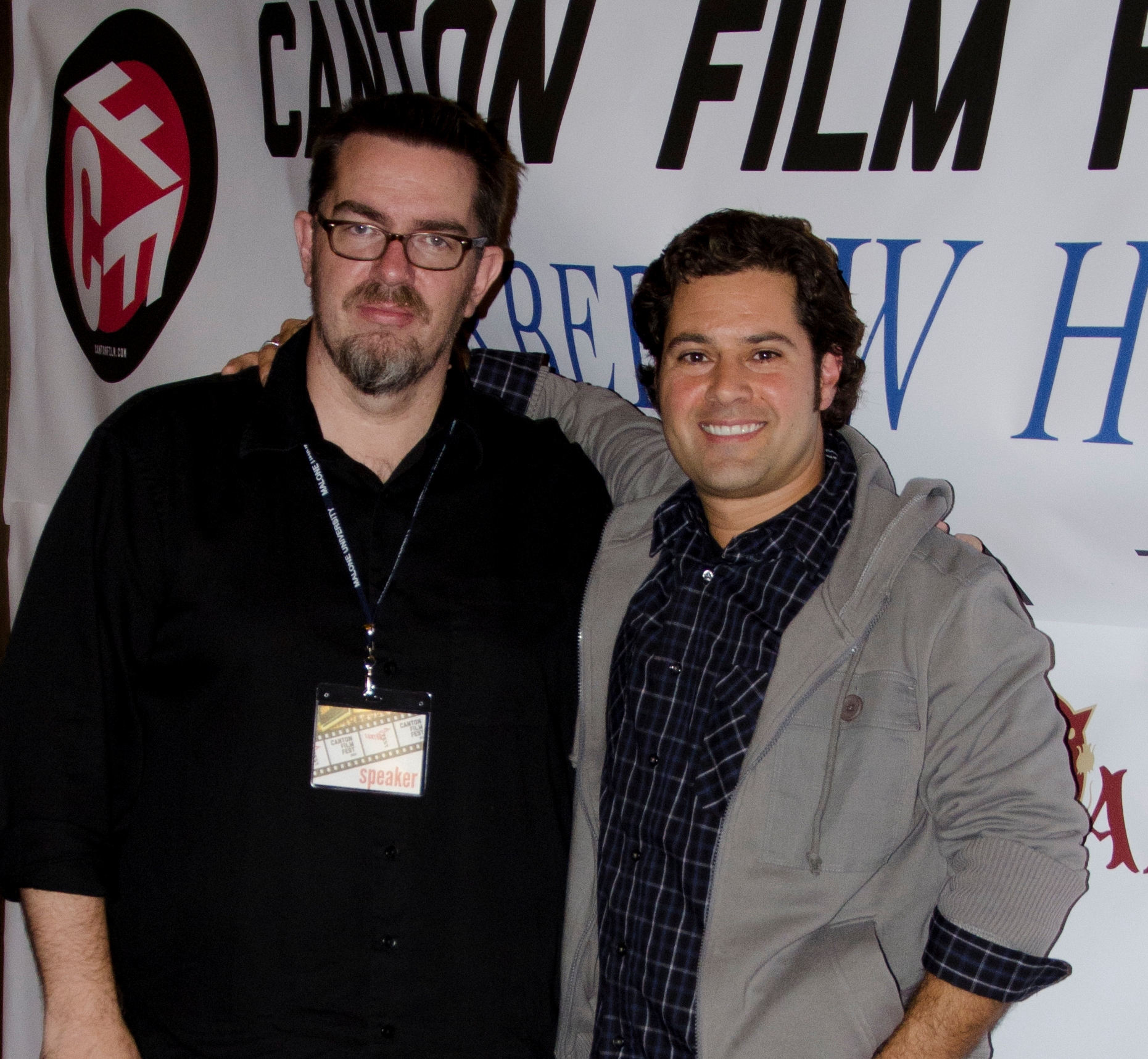 Fellow Ohioians - Writer. Director Drew Daywalt (Stark Raving Mad; MTV's Death Valley) on the red caret at the Canton Film Festival with Fogarty