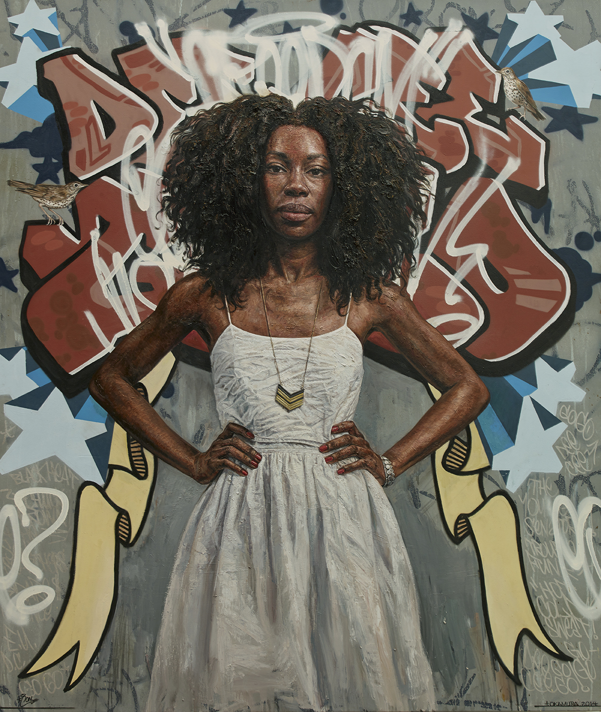 The White Dress, 78 x 62 inches, oil, mixed media on canvas, 2014