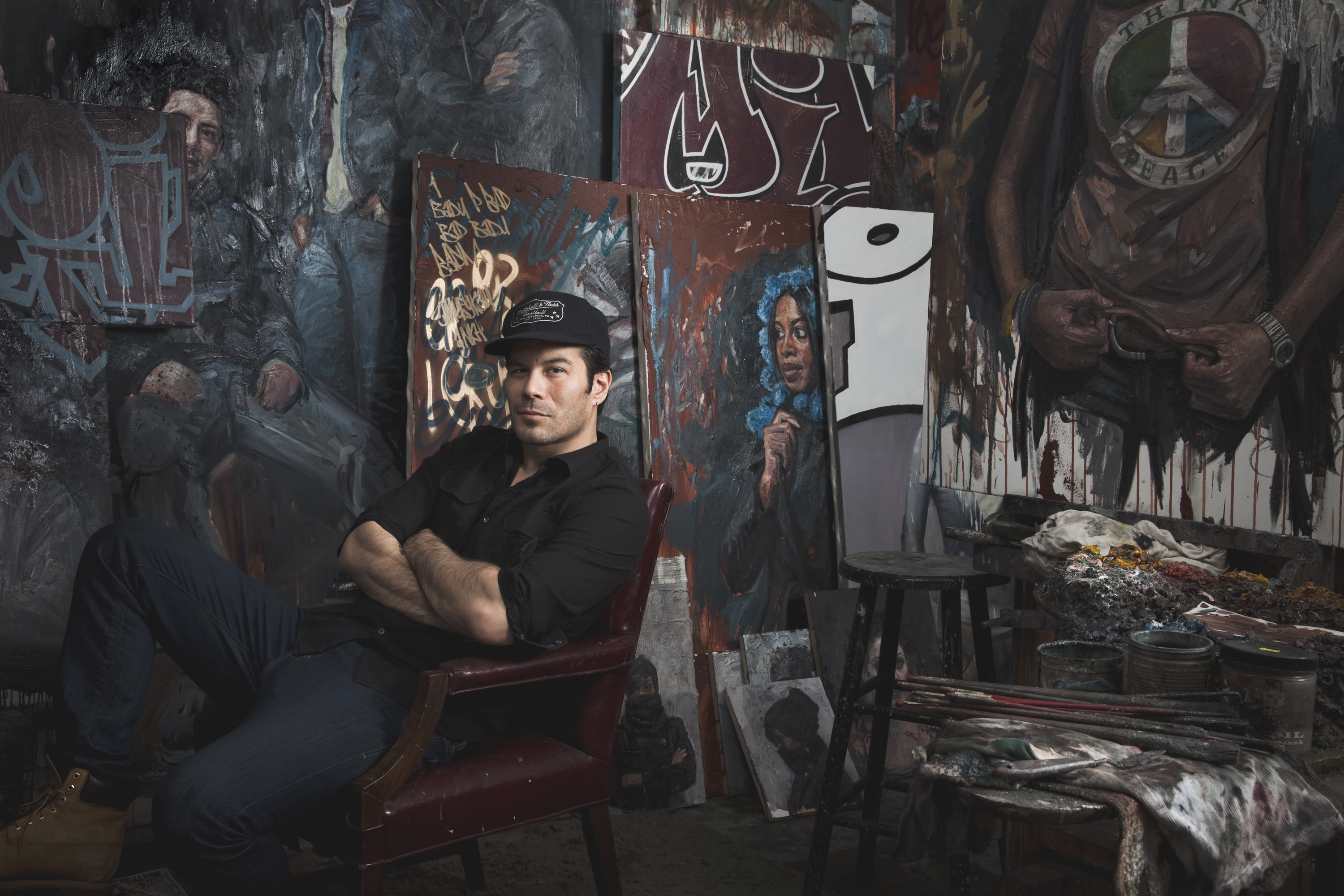 Tim Okamura in his Brooklyn studio