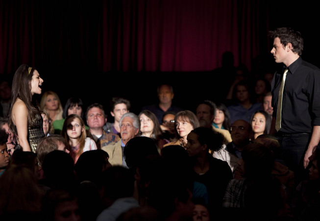 Still of Lea Michele and Cory Monteith in Glee: Journey to Regionals (2010)