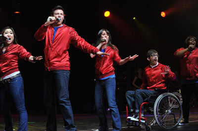 Lea Michele, Cory Monteith and Kevin McHale at event of Glee (2009)