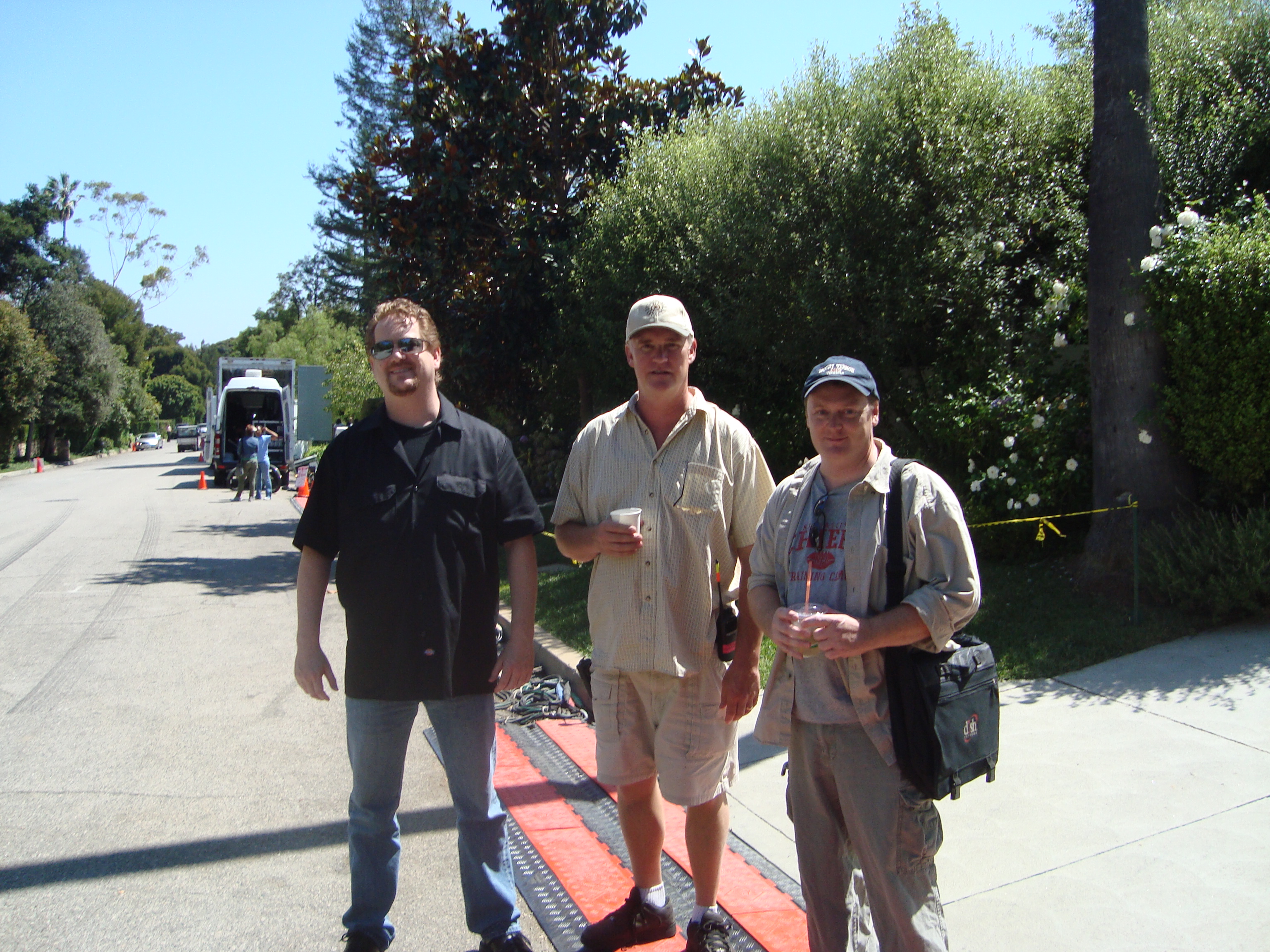 Adam Rote, Mike Painter, Russell Jones. On the set of 