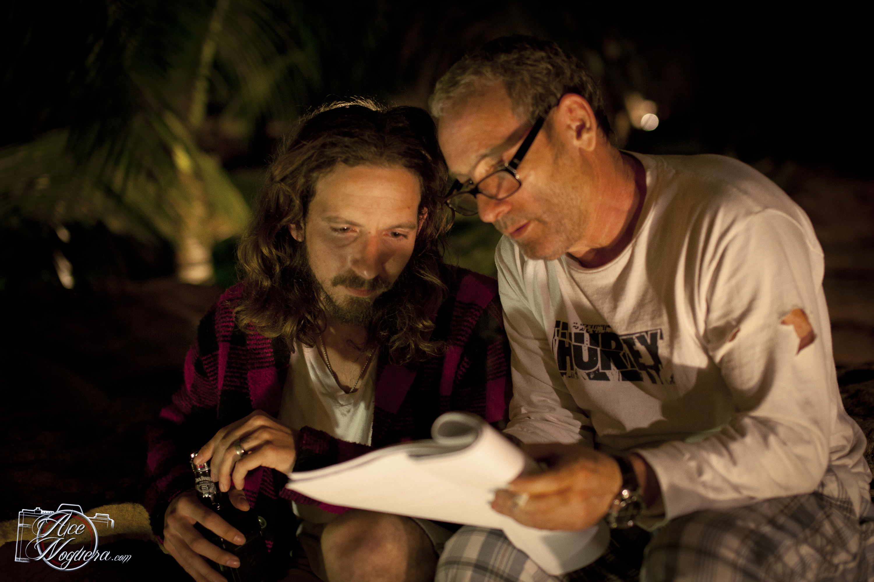 Jase Haber and Todd Bello behind the scenes of Blind Hell
