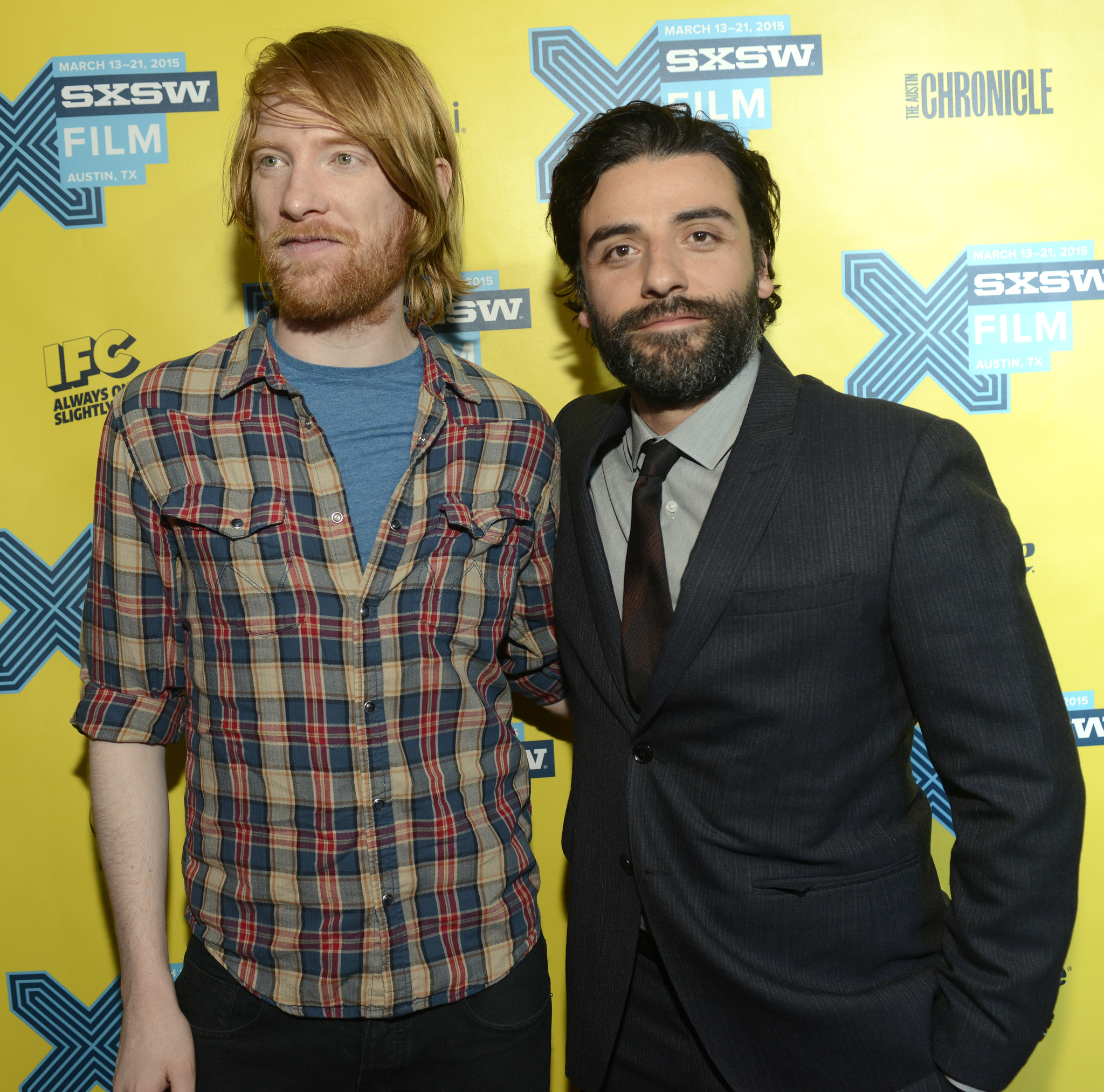 Oscar Isaac and Domhnall Gleeson at event of Ex Machina (2015)