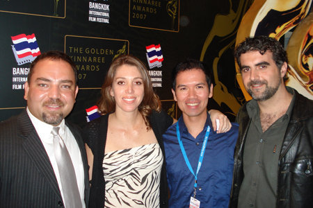 From Left: Edwin Avaness, Producer of Tabriz: Images from the Forgotten World (2006), Lucia Puenzo, Director of XXY (2007), Heng Tang, Director of The Last Chip (2006), and Sotiris Donoukos, Director of Paper and Sand (2007) at Bangkok International Film Festival's the Golden Kinnaree Awards 2007.