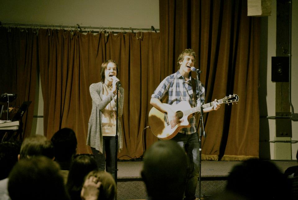 Cooper and his sister, Gatlin, performing.