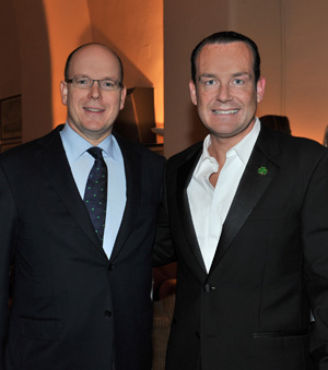 His Serene Highness, Prince Albert, Sovereign Prince of Monaco and Mark Mahon at a private Royal screening at the Palace of Monaco for STRENGTH AND HONOUR.