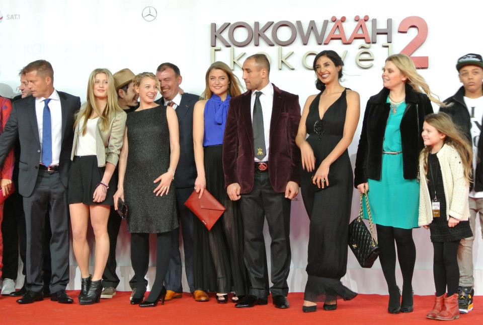 The cast of Kokowääh 2 at the world premier in Berlin with Till Schweiger, Arthur Abraham, Yasmin Gerat, Narges Rashidi