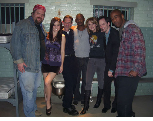 On the set Of Warner Brothers TV show One Tree Hill. Keith Gregory,Sophia Bush,Sony Franks,Raymond Shephard,Hillarie Burton Brandon Odell and Gaylord Parsons appeared in guest staring role as Dane.