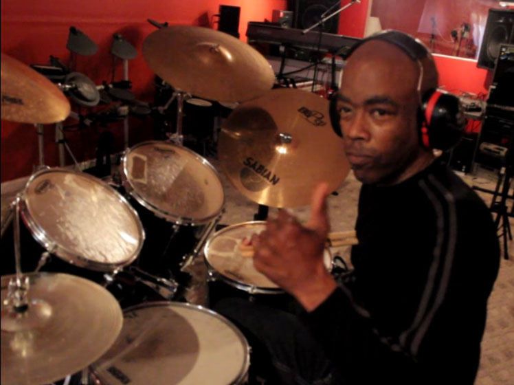 Gaylord Parsons composing a drum solo at the Parsons Brothers Recording Studio.